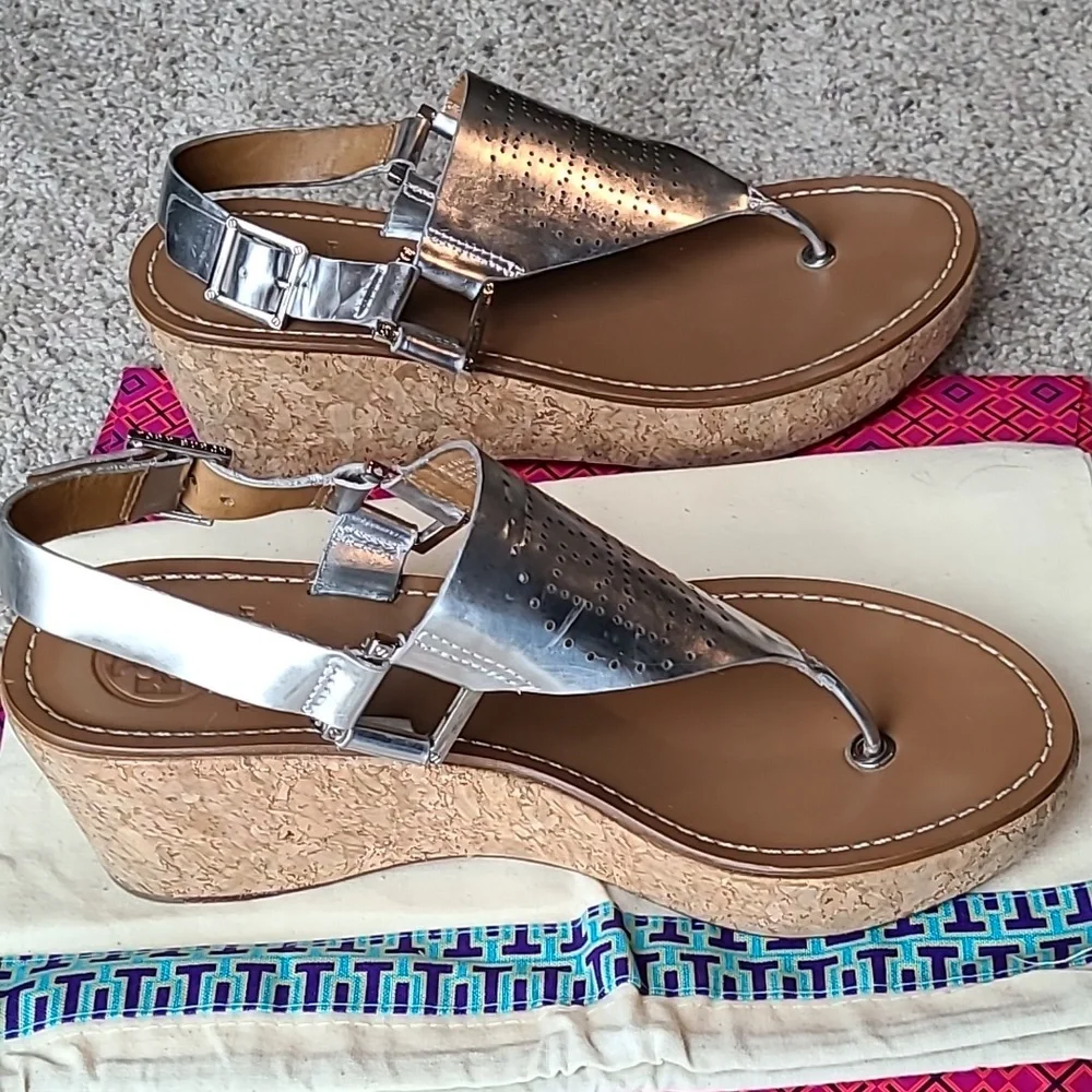 Tory Burch Landon Laser Cut Cork Wedge